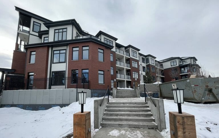 a building with snow on the ground