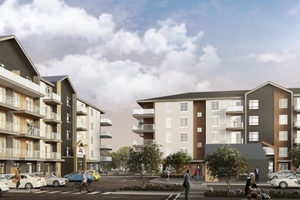 a tall building in a city