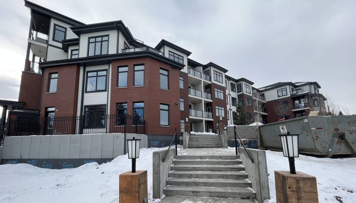 a building with snow on the ground