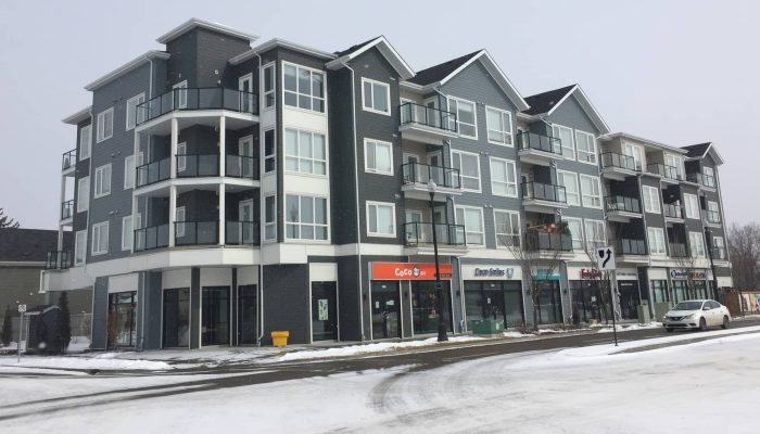 a building covered in snow